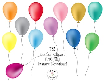 Colorful Balloon Clipart, Balloon Clip Art, Balloon Clipart, Scrap-booking Cute Clipart, Commercial Use