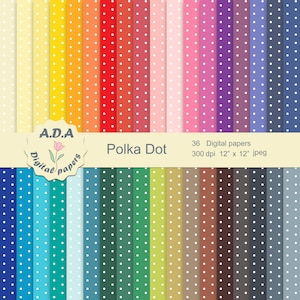 Polka dot printable digital paper pack, Polka dots pattern, 12x12 scrapbooking background, Printable polka dot pattern, Commercial use