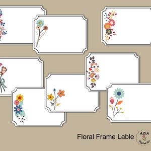 Floral frame label tag clipart, fancy name tag clipart, floral frame clipart, label sticker, floral label clip art, commercial use