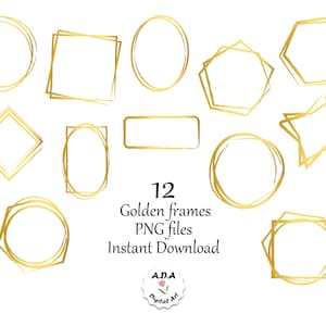 Goldrahmen Clipart, Goldener Rahmen Clip Art, Goldrahmen Clipart png, Dekorrahmen, Sofortiger Download, kommerzielle Nutzung