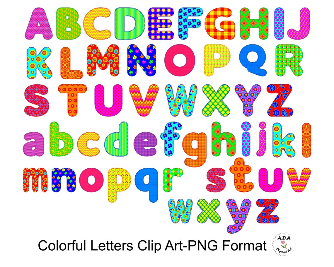 Alphabet Clipart Colorful Alphabet Letter Clip Art Upper and - Etsy UK