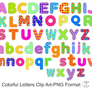 Alphabet Clipart, Colorful Alphabet Letter Clip Art, Upper and Lowercase Letters, Colorful Letters, Digital Alphabet Clipart, Commercial Use