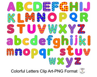 Alphabet Clipart, Colorful Alphabet Letter Clip Art, Upper and Lowercase Letters, Colorful Letters, Digital Alphabet Clipart, Commercial Use