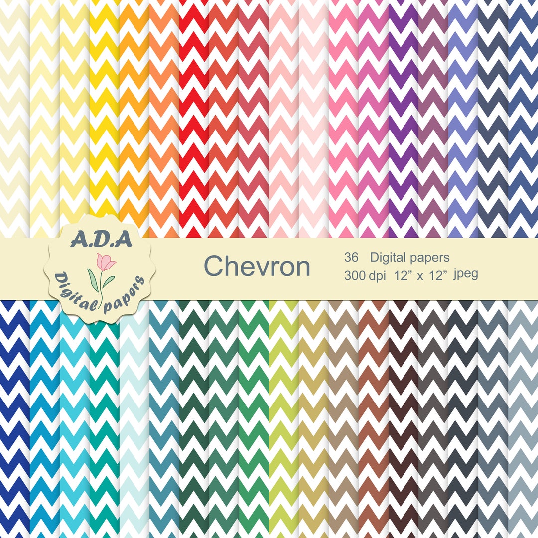 Chevron Printable Digital Paper Pack, Chevron Pattern, Chevron