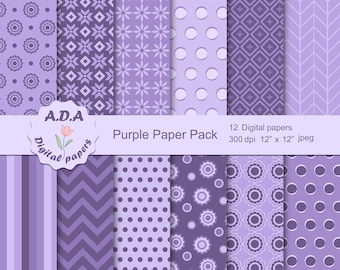 Purple digital paper, purple background, purple scrapbooking paper, instant download, commercial use