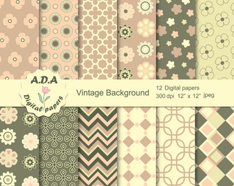 Vintage Hintergrund digitales Papier, Blumenmuster, Vintage Floral Scrapbook Papiere, druckbare Muster, kommerzielle Nutzung
