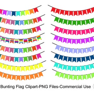 Bunting Flag Clipart, Bunting Banner Clipart, Flag Banner Clip art, Flag Clip art, Commercial use