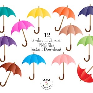 Colorful Umbrella Clipart, Umbrella Clip Art, Umbrella clipart, Scrapbook cute clipart, Commercial use