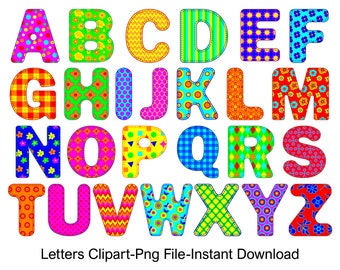 Alphabet Clipart, Colorful Alphabet Letters Clip Art, Colorful letters, Digital Alphabet Clipart, Letters Clipart, Commercial Use