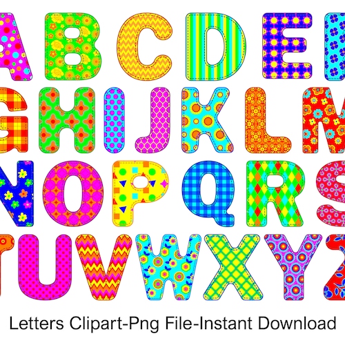 Alphabet Clipart Colorful Alphabet Letters Clip Art Colorful - Etsy