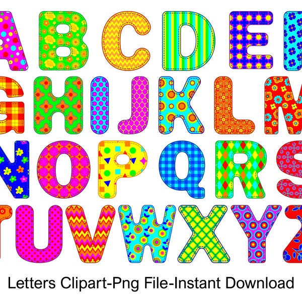 Alphabet Clipart, Bunte Alphabet Buchstaben ClipArt, Bunte Buchstaben, Digitale Alphabet Clipart, Buchstaben Clipart, Kommerzielle Nutzung