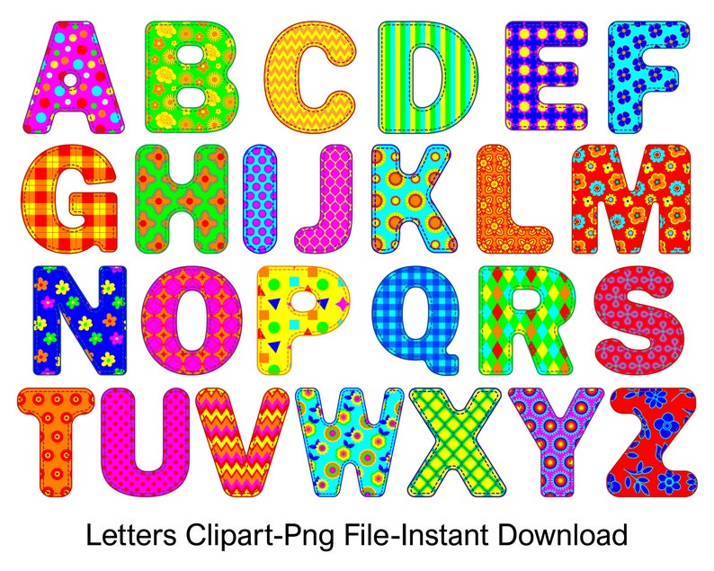 Alphabet Clipart, Colorful Alphabet Letters Clip Art, Colorful letters, Digital Alphabet Clipart, Letters Clipart, Commercial Use image 1