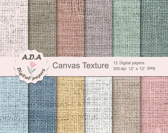 Canvas texture printable digital paper pack, Fabric linen texture, Natural burlap background texture, Scrapbooking paper, Commercial use