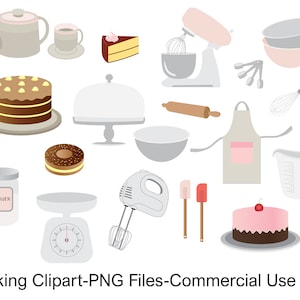 Baking kitchen tool clipart, Baking clip art, Clipart set of baking, Instant download, Digital clipart, Commercial use