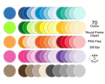 Round Frame Tag Clipart, Scalloped Frame Clip Art, Clip Art Frame, Bright Colored Frame Clipart, Round Frame Stickers, Commercial Use