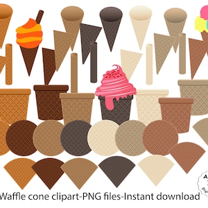 Waffle cone clipart, waffle shapes clip art, waffle texture, digital waffle clipart, instant download, commercial use