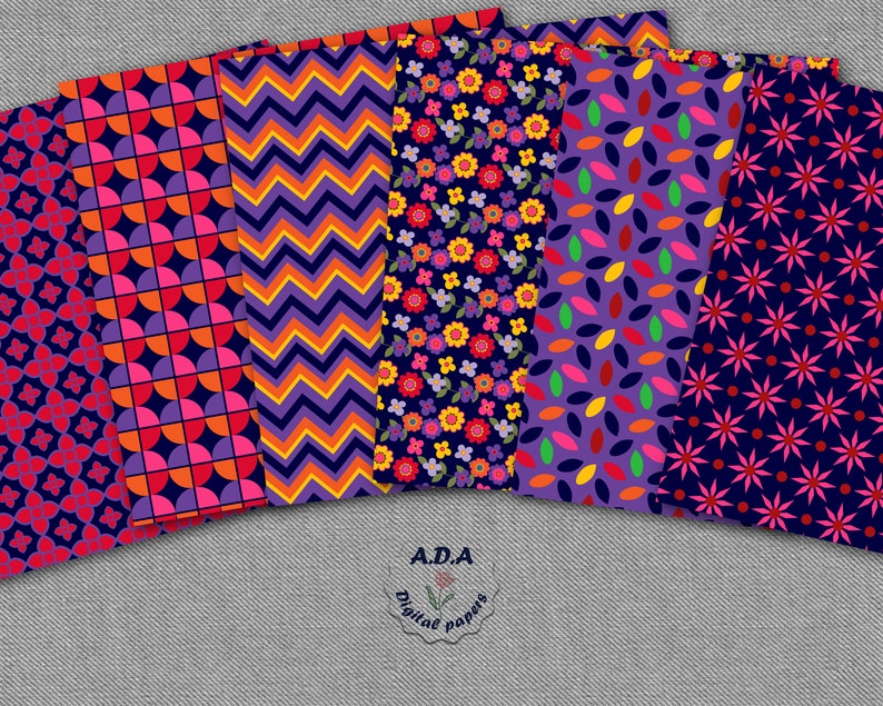 Floral Digital Paper Pack Floral Scrapbook Paper Craft Etsy