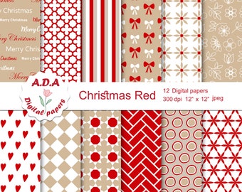 Christmas paper pack,  Christmas scrapbook paper, Christmas background, Holidays digital paper, Christmas printable paper, Commercial use