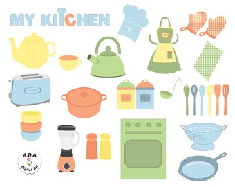 Kitchen tool clipart, Kitchenware equipment, Cooking tool utensil, Cookig kitchen accessories, Commercial use