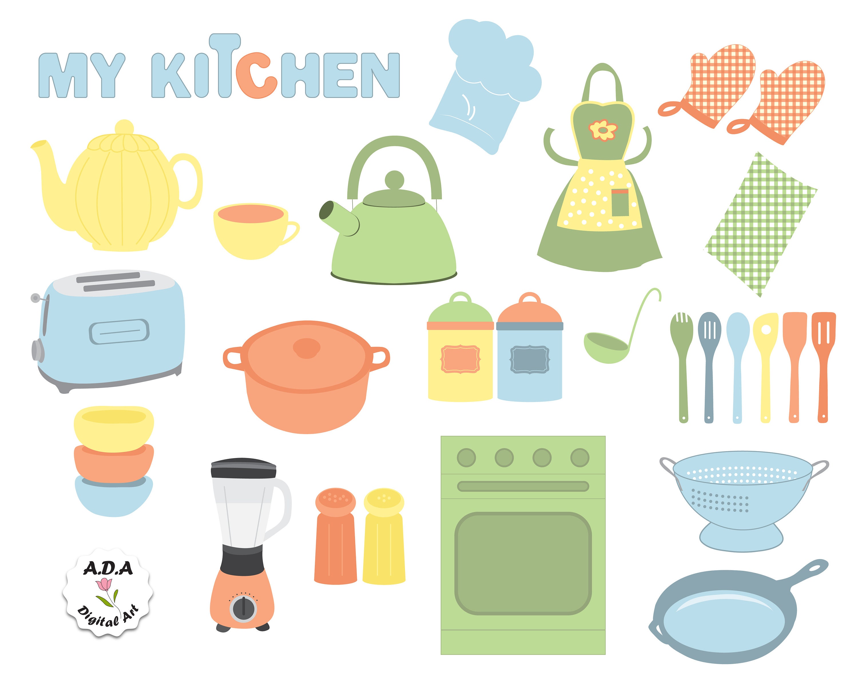 Pack of Kitchen Tools Clipart Kitchen Gadgets Cooking Tools