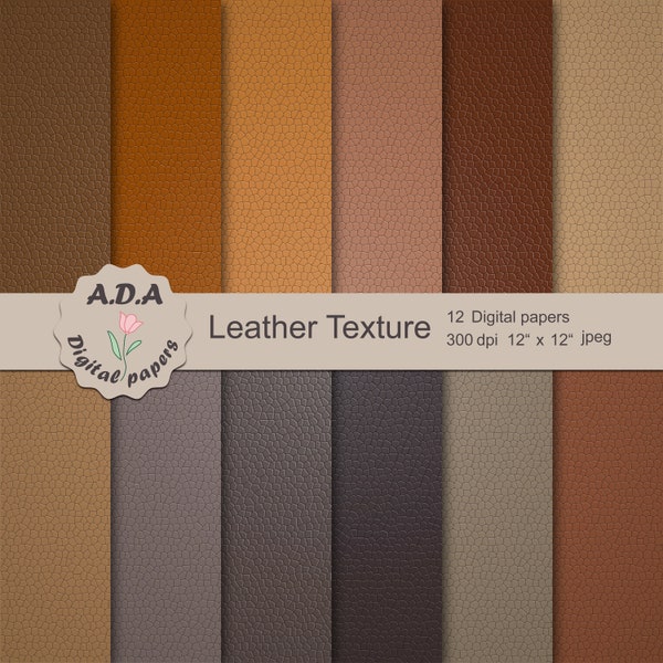 Leather texture printable digital paper pack, Leather background, Brown leather texture, Leather images, Instant download, Commercial use