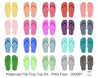 Patterned Flip Flop clipart, Patterned Flip Flop Vector, Colored Flip Flop, Flip Flop sticker, Commercial Use