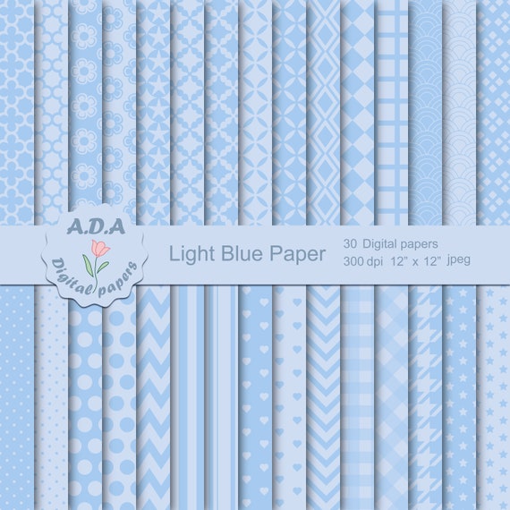 Light Blue Digital Paper Pack, Blue Scrapbooking Paper, Light Blue  Background, Blue Background, Instant Download, Commercial Use 