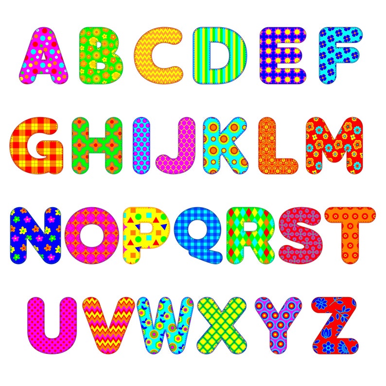 Alphabet Clipart Colorful Alphabet Letter Clip Art Upper and - Etsy UK