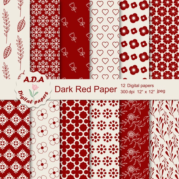 Vintage Red Floral Double-sided Craft Paper 24 Sheets Vintage Red Floral Scrapbook Paper - 12x12 Inch Double Sided Craft Paper 12x12 Decorative Paper
