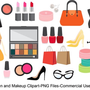 Fashion Clipart, Makeup clipart, Cosmetic clip art, Lipstick, Nail polish, Mascara, Beauty clip art, Commercial use