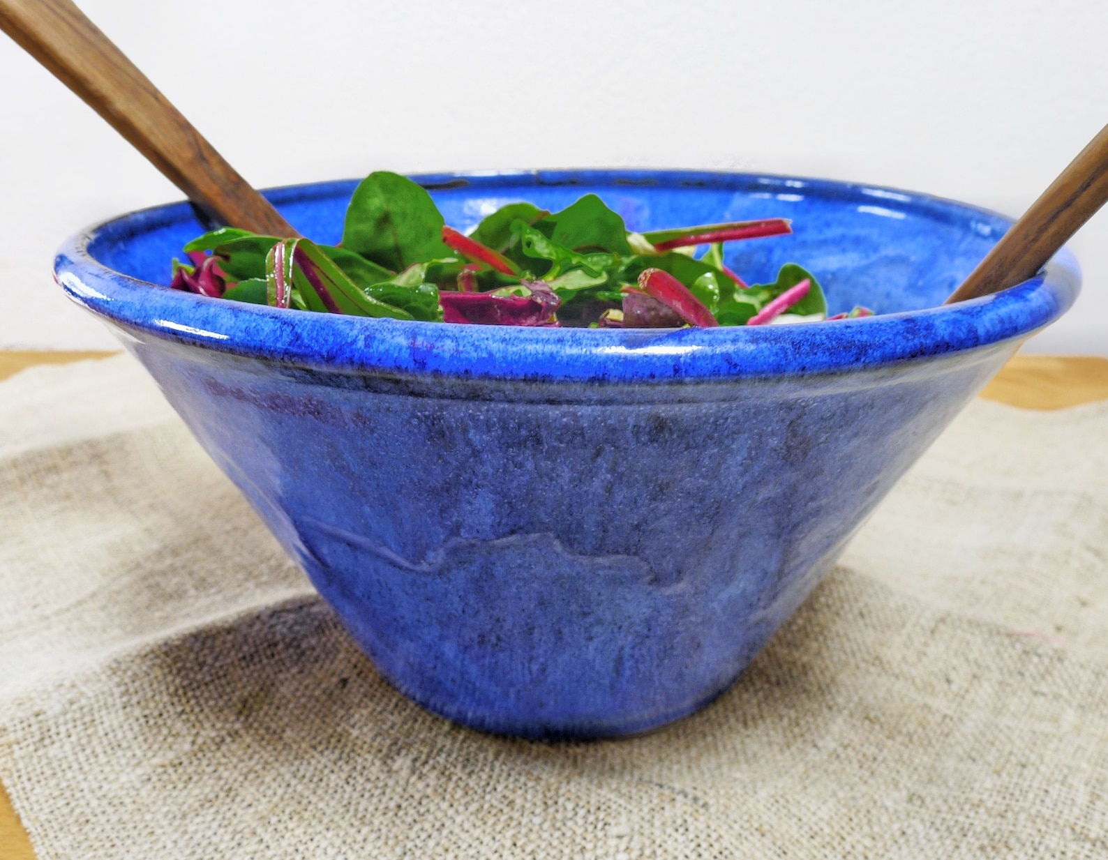 Large blue salad bowl handmade pottery MADE TO ORDER Etsy