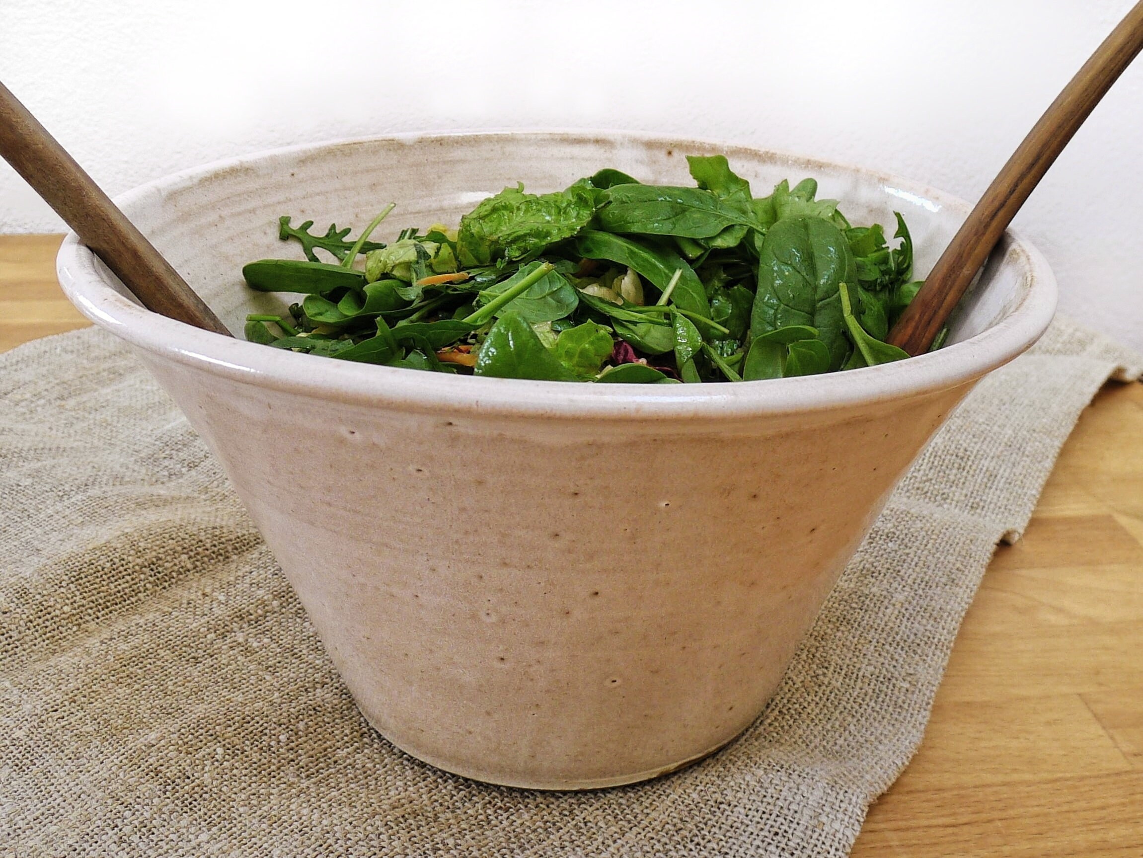 Große Salatschüssel cremweiß getöpfert | Etsy