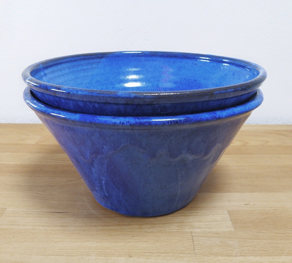 Large blue salad bowl handmade pottery MADE TO ORDER Etsy