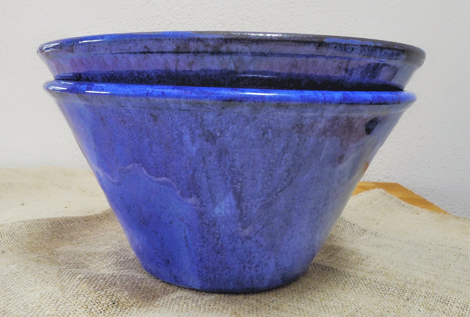 Large blue salad bowl handmade pottery MADE TO ORDER Etsy