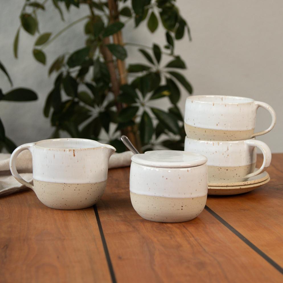 Kaffeeservice weiß modern | Geschenk für Kaffeetrinker | Kaffeetassen Set modern | handgemacht in Deutschland | Kaffeegeschirr weiß