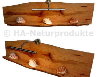 Illuminated wall shelf (97 cm) pear tree wood