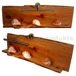 Illuminated wall shelf (79 cm) pear wood