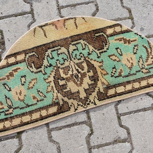 Oriental rug, Vintage rug, Green rug, Turkish rug, Oushak rug, Handmade wool rug, Aztec rug, Home decor, Boho rug, 2.7 x 1.3  ft RS8117