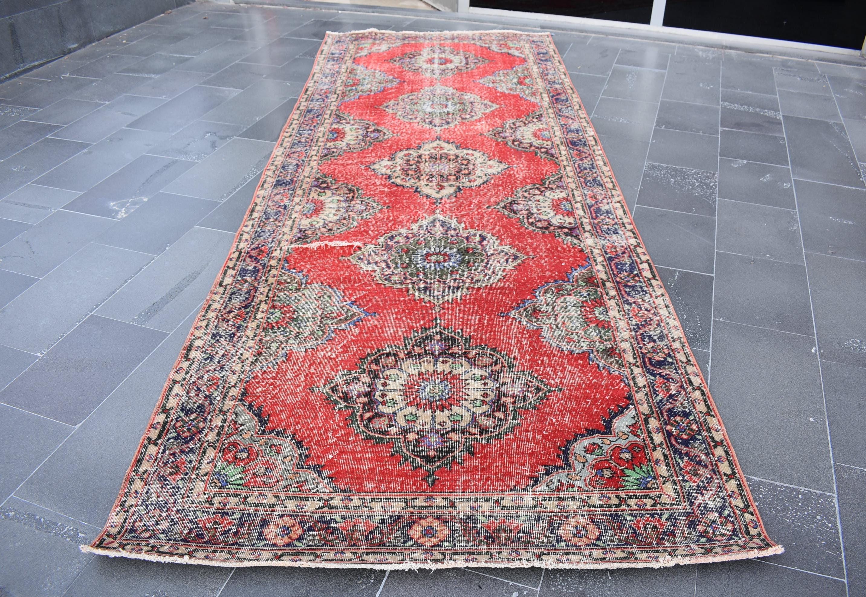 花柄ラグ、ヴィンテージラグ、トルコラグ、送料無料 4.8 x 12.7