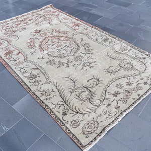 Oriental rug, Turkish handmade rug, Vintage kitchen rug, Oushak rug, Rustic rug, Bohemian rug, Boho rug, Carpet, 4.7 x 7.9 ft RSL1398
