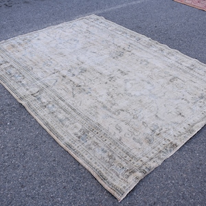 Turkish rug, Oushak rug, Oriental rug, Livingroom rug, Boho decor rug, Vintage rug, Rustic decor 6.3 x 8.2 ft Wool rug, Floor rug, RS9027