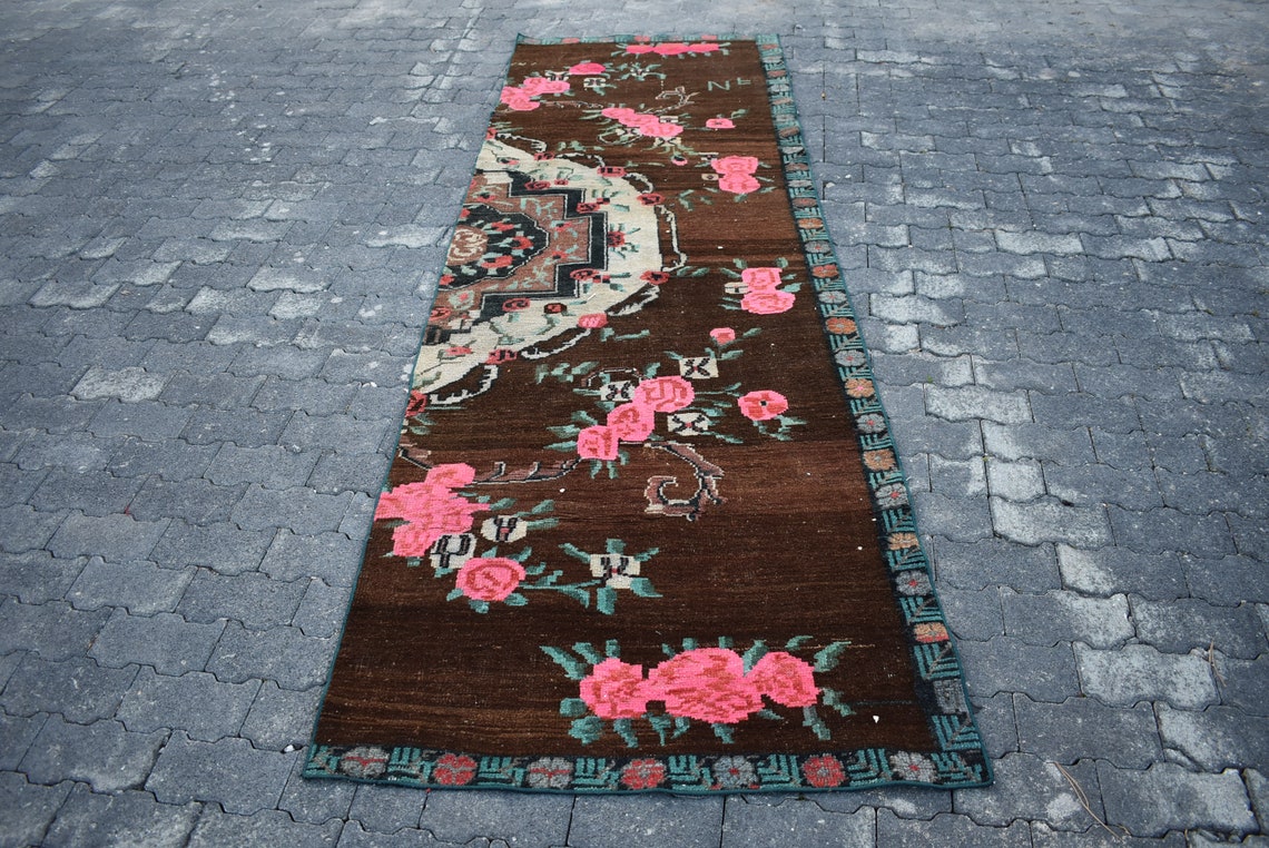 Vintage runner rug floral rug runner rug free shipping 3.2 x Etsy