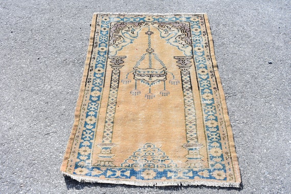 Unique Turkish Rug Vintage Rug Area Rug Free Shipping 2 6 X 4 Ft Aztec Rug Handmade Rug Oushak Rug Bedroom Rug Small Size Rug Cod1933