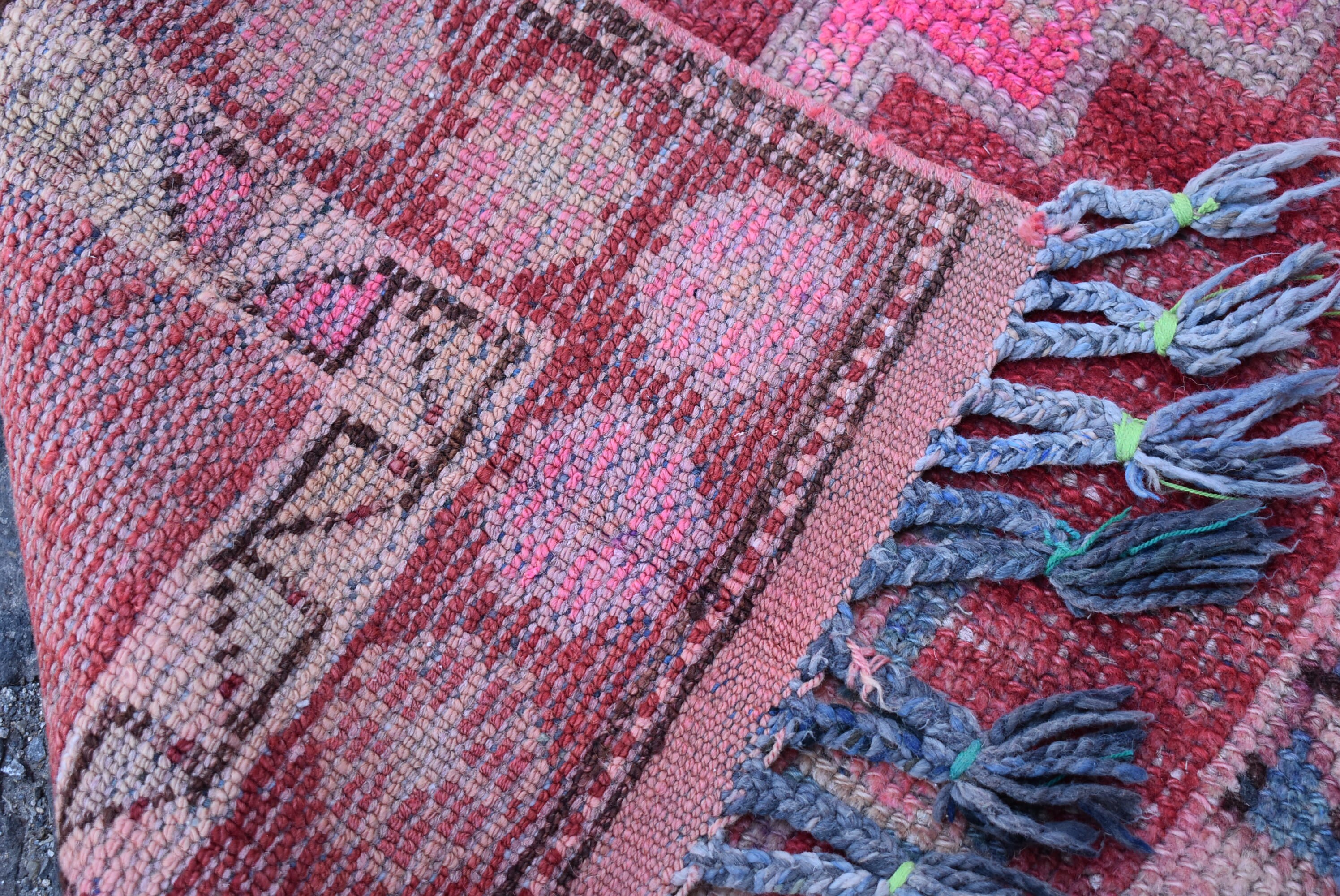 Pink runner rug vintage herki rug hallway decor rug 2.6 x Etsy