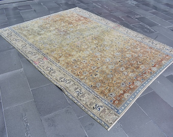 Vintage rug, Turkish area rug, Oushak rug, Decorative rug 6.1 x 8.2 ft Art deco rug, Wool rug, Boho rug, Bedroom rug, Handmade rug RSL1977