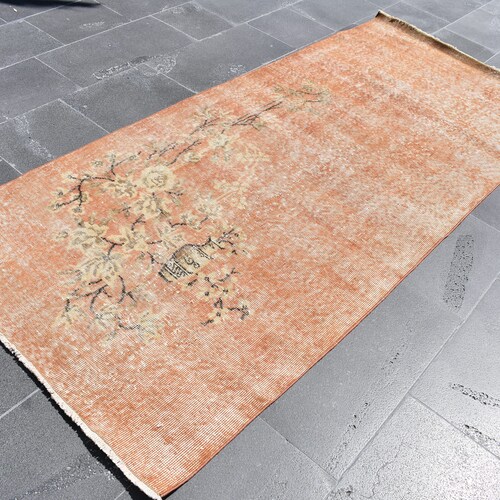 Vintage area rug, Turkish rug, Bohemian rug, Organic wool rug, Wedding decor, Home decor, shops Boho decor, Bohemian rug, 3.4 x 7.5 Ft RSL0310