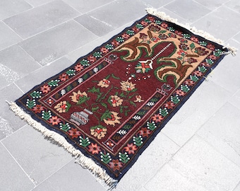 Turkish rug, Vintage rug, Handmade rug, Herki rug, Orange rug, Runner, Bohemian rug, Home decor rug, Wall decor, Rug 2.2 x 4.3 Ft RSL0774