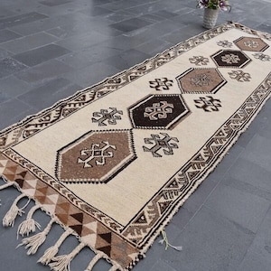 oushak rug turkish rug vintage runner rug 3.7 x 12.9 Ft  bohemian rug turkey rug tribal rug organic rug wool rug runner rug RSL0051