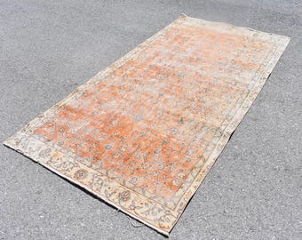 Hallway rug, Kitchen rug, Turkish rug, Boho rug, Vintage rug, Rustic decor 4.4 x 8.4 Ft Runner rug, Natural wool rug, Handmade rug RS9075