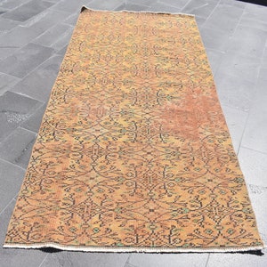Vintage rug, Turkish runner rug, Oushak rug, Bohemian rug 3.7 x 8.1 ft Oriental rug, Wool rug, Boho decor, Wool rug, Handmade rug, RSL0163
